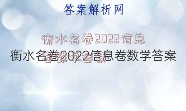 衡水名卷2022信息卷数学答案