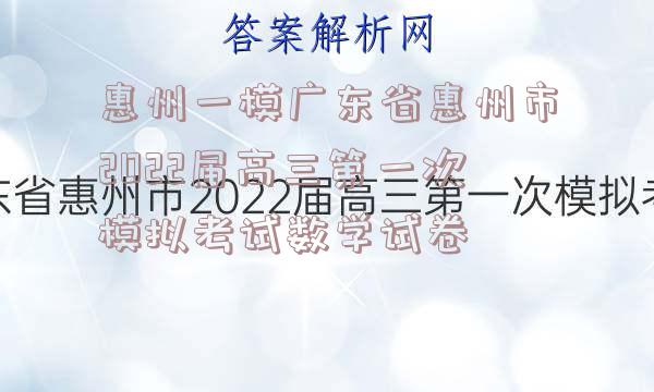 惠州一模广东省惠州市2022届高三第一次模拟考试数学试卷