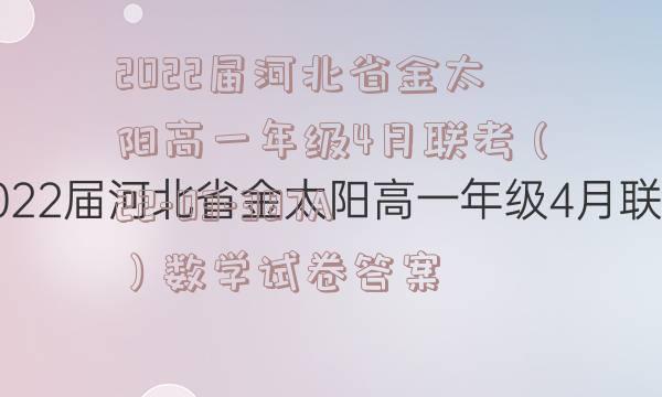 2022届河北省金太阳高一年级4月联考（22-03-387A）数学试卷答案