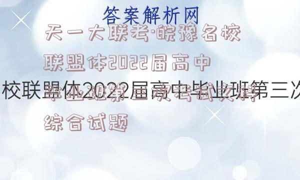 天一大联考·皖豫名校联盟体2022届高中毕业班第三次考试文科综合试题