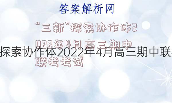 “三新”探索协作体2022年4月高三期中联考考试