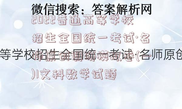 2022普通高等学校招生全国统一考试·名师原创调研模拟卷(一)1文科数学试题
