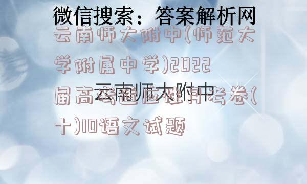 云南师大附中(师范大学附属中学)2022届高考适应性月考卷(十)10语文试题