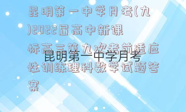 昆明第一中学月考(九)2022届高中新课标高三第九次考前适应性训练理科数学试题答案